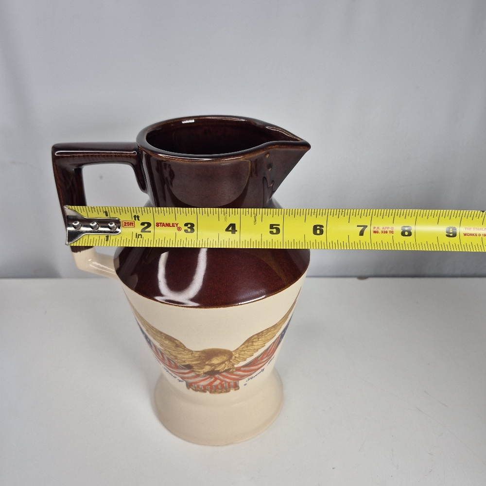 National Gallery of Art Carved Wooden Eagle Ceramic Pitcher. - Picture 8 of 14